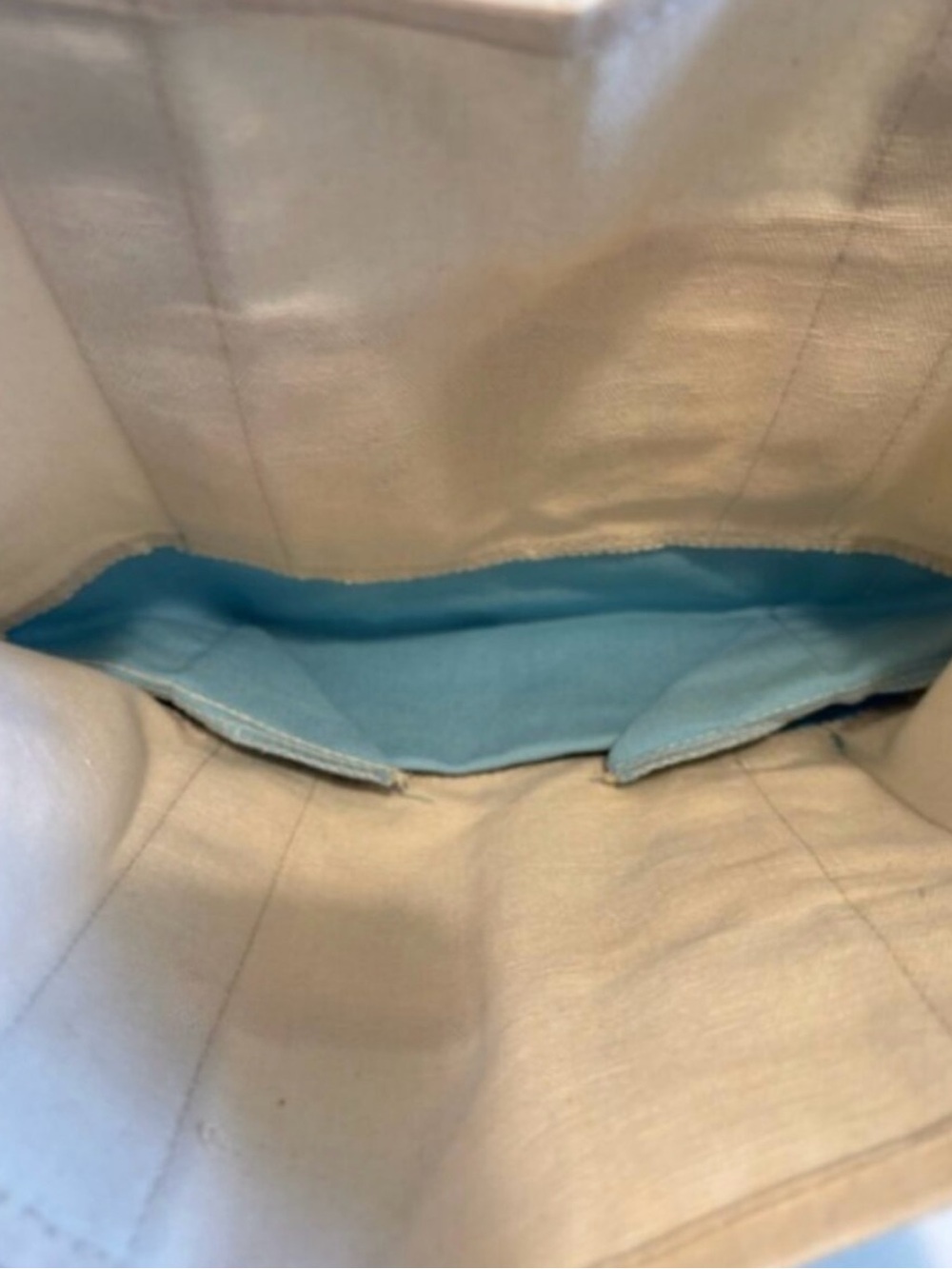 Trader Joe's Cream and Light Blue Canvas Tote - Picture 2 of 3